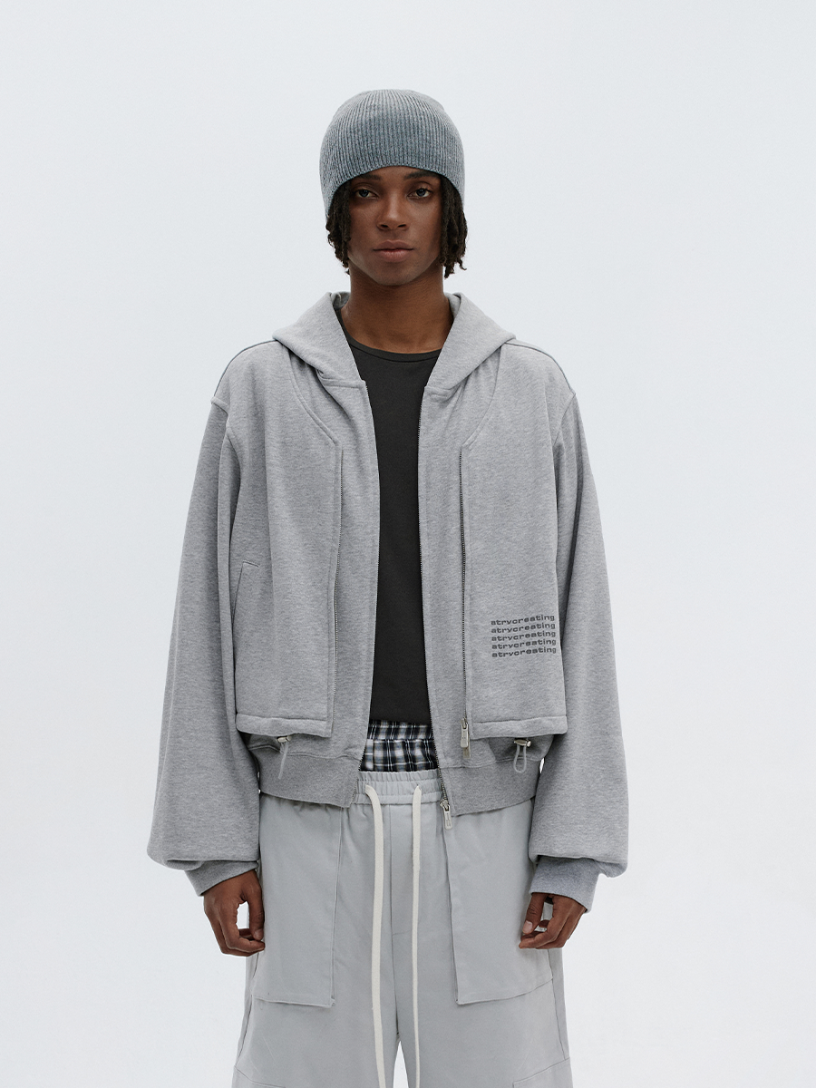 ATRY Short Simple Retro Loose Zipper Jacket