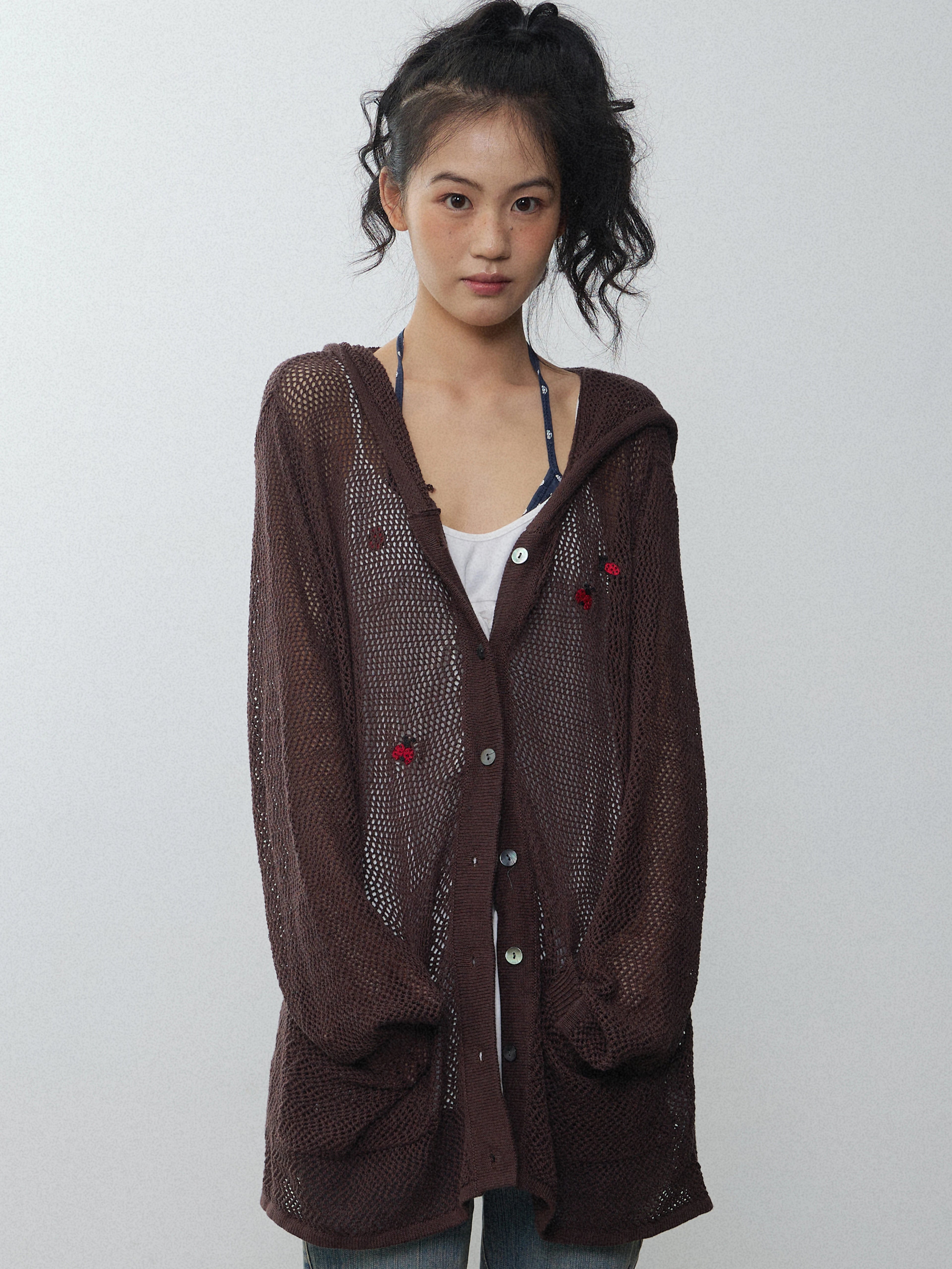 In Two Twos Cutout Knit Hooded Long Sleeves