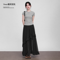 Three High Waist Thin Irregular Ruffle Edge Polka Dot Skirt