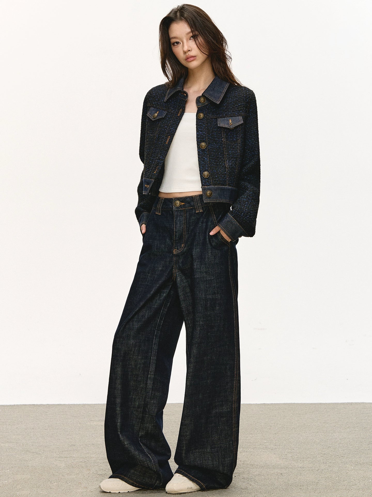 Anna Aneae Wool Xiaoxiangfeng Denim Jacket Set