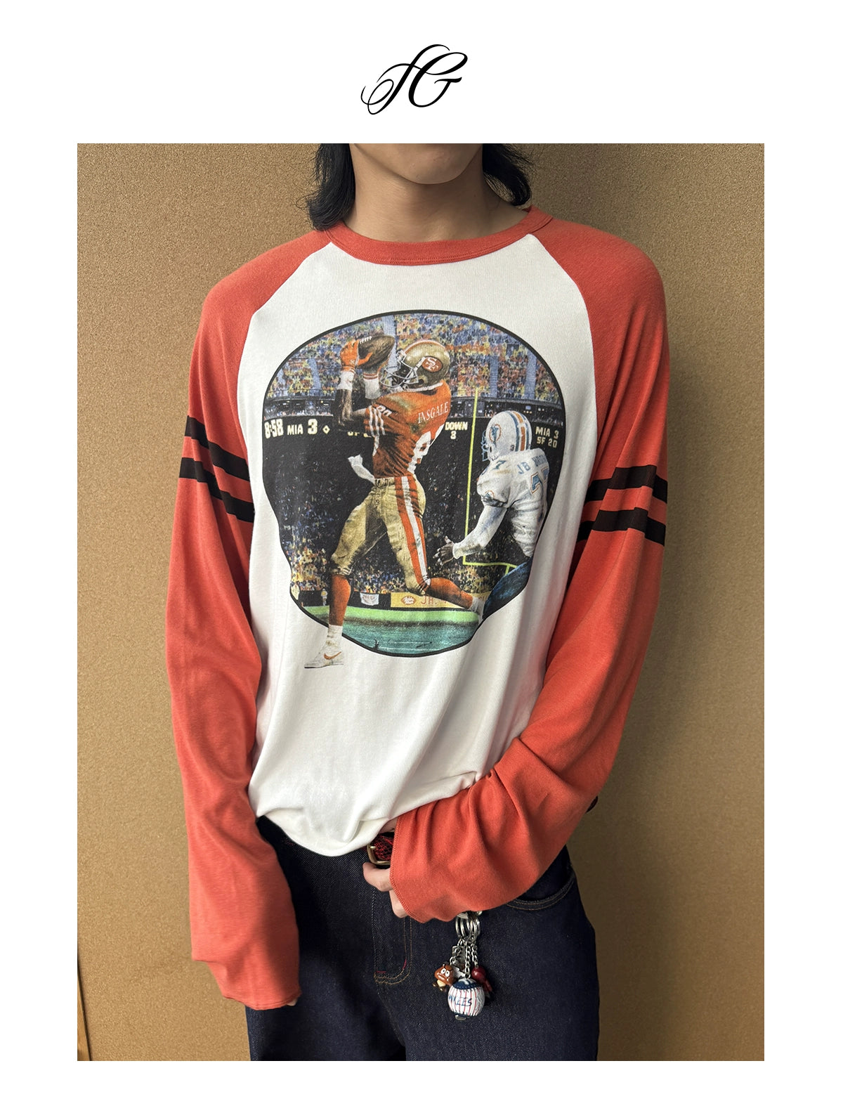 InsGale Contrast Vintage Splicing Shoulder Sleeve Long Sleeve