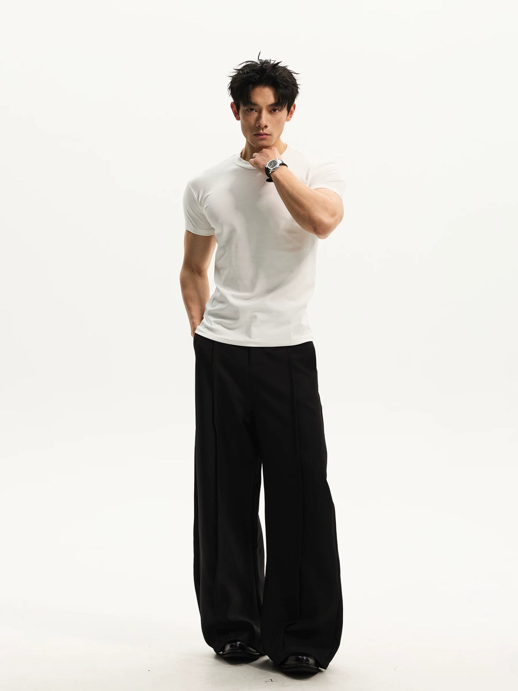 DAY NY Simple Casual High Elastic Front Shoulder Tee