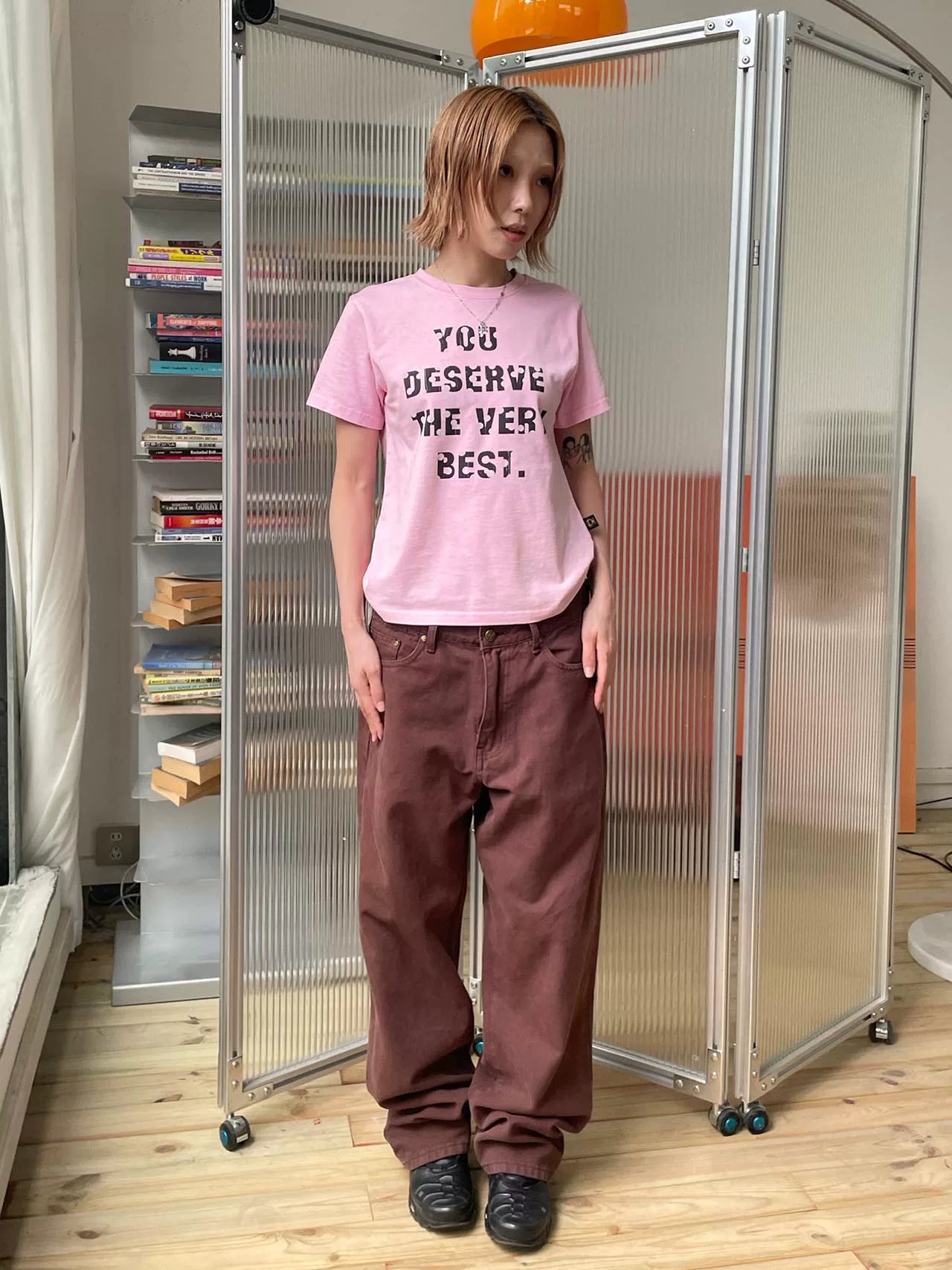 MMBBT Polka Dot Letter Print Round Neck Tee