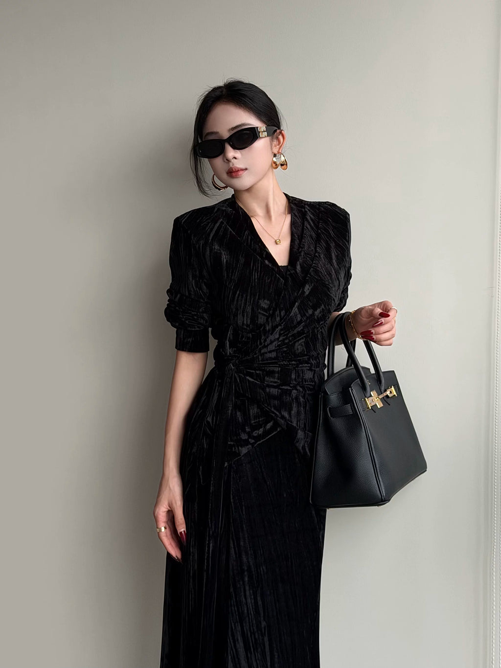 CHUYUQI Pleated Irregular Strappy Mermaid Skirt Set