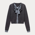 EGGKA Strappy Fake Two-piece Loose Casual Knitted Cardigan