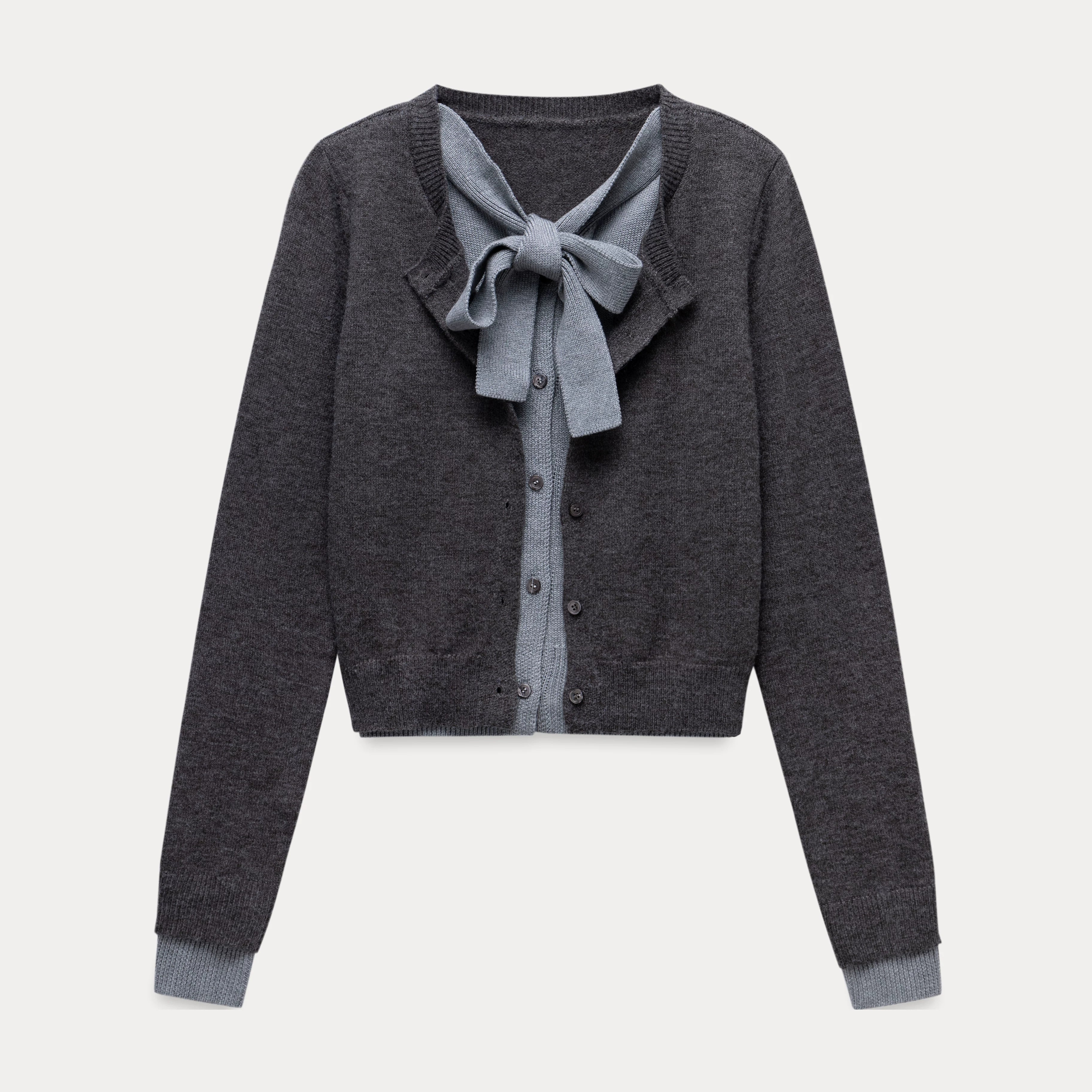 EGGKA Strappy Fake Two-piece Loose Casual Knitted Cardigan
