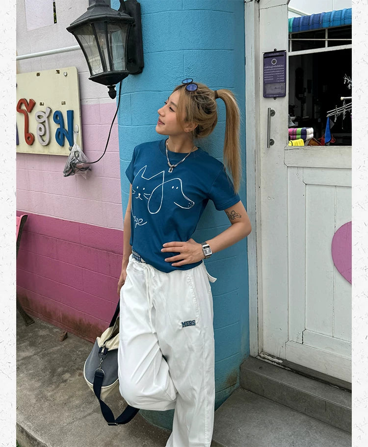 CCYE Stick Figure Front Shoulder Casual Tee