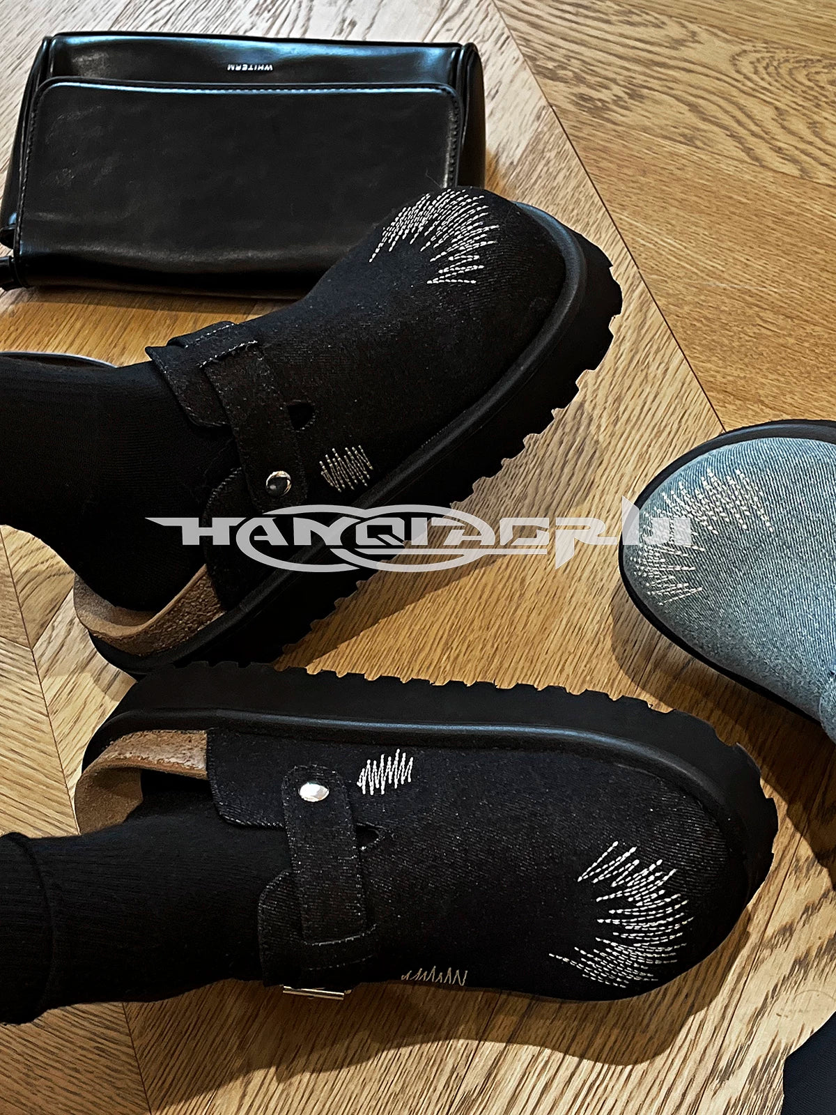 HANQIAORJI Denim Bag Head Platform Heightening Birkenstocks