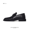 SHENLV STUDIO Square Head Pleated Soft Leather One-pedal Leather Shoes