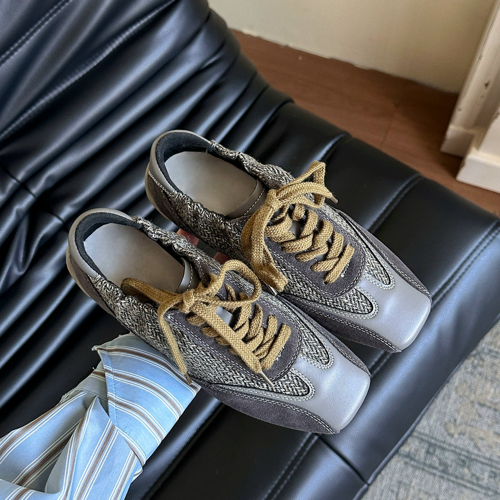 Lidaren Produced Leather Retro Lace-Up Color Matching Casual Forrest Gump Shoes