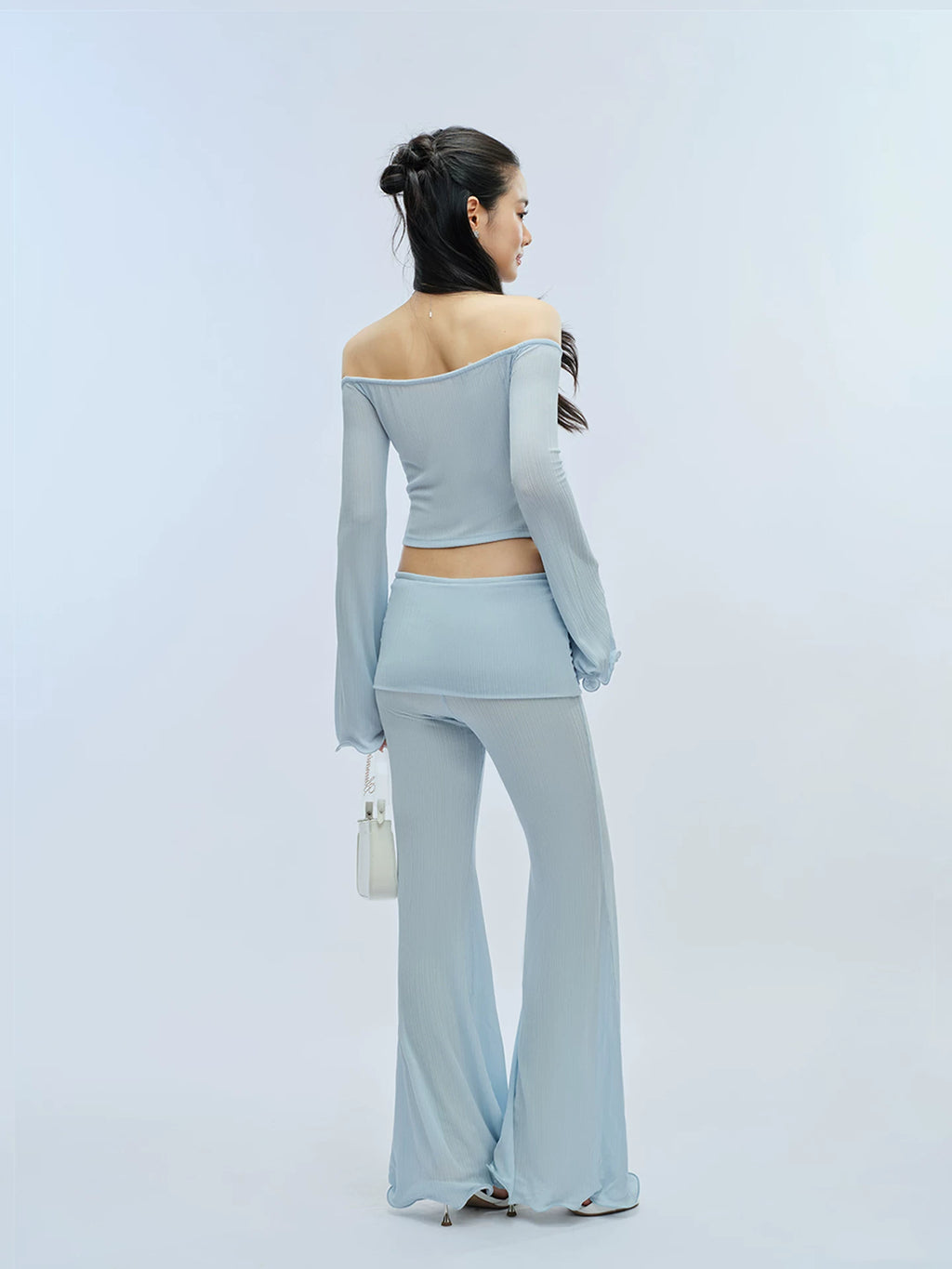 J TheChosen Ruffle-trimmed Top and Wide-leg Pants Set