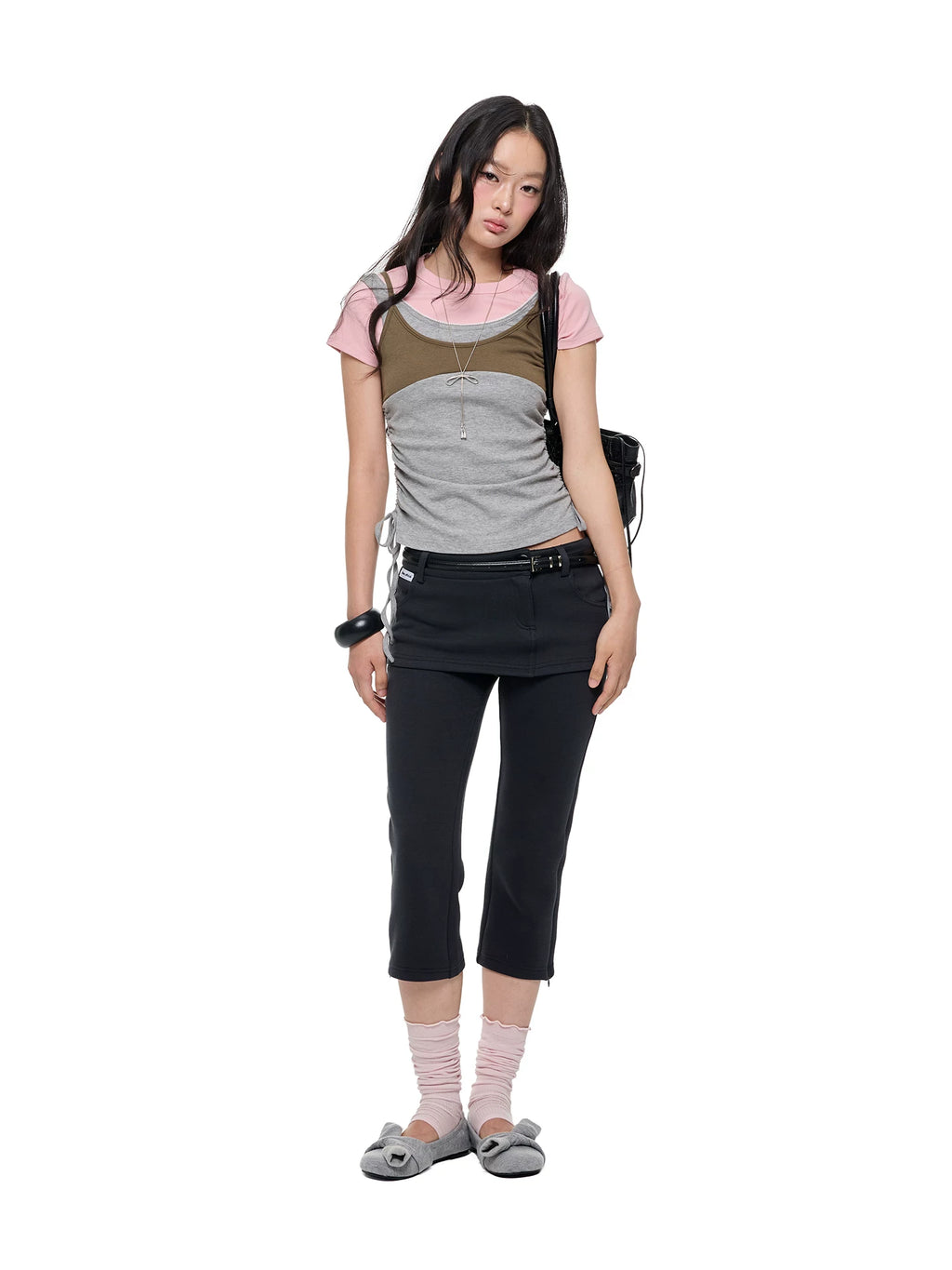JIKOO Lace Drawstring Waist-cinching Tee