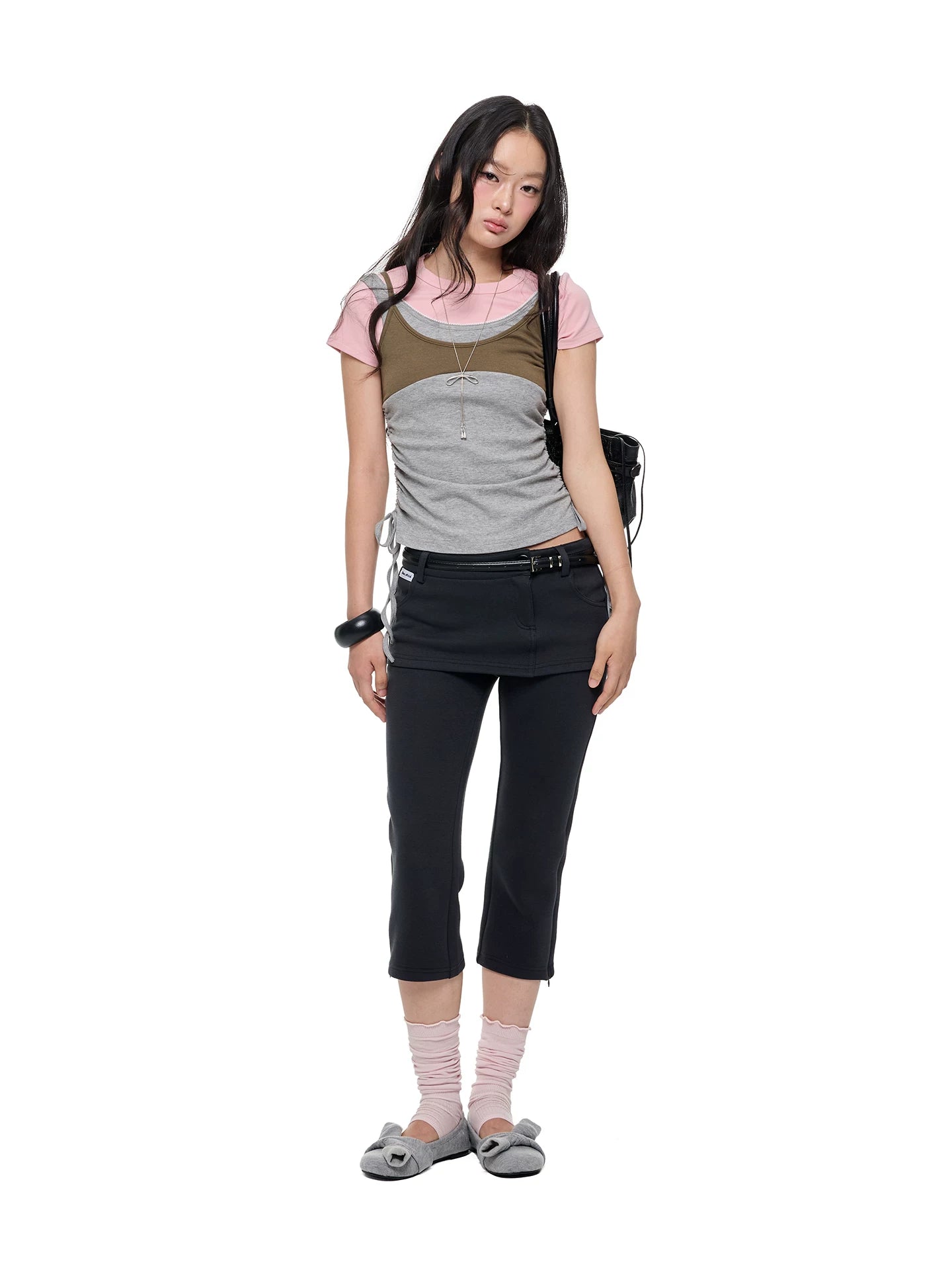 JIKOO Lace Drawstring Waist-cinching Tee