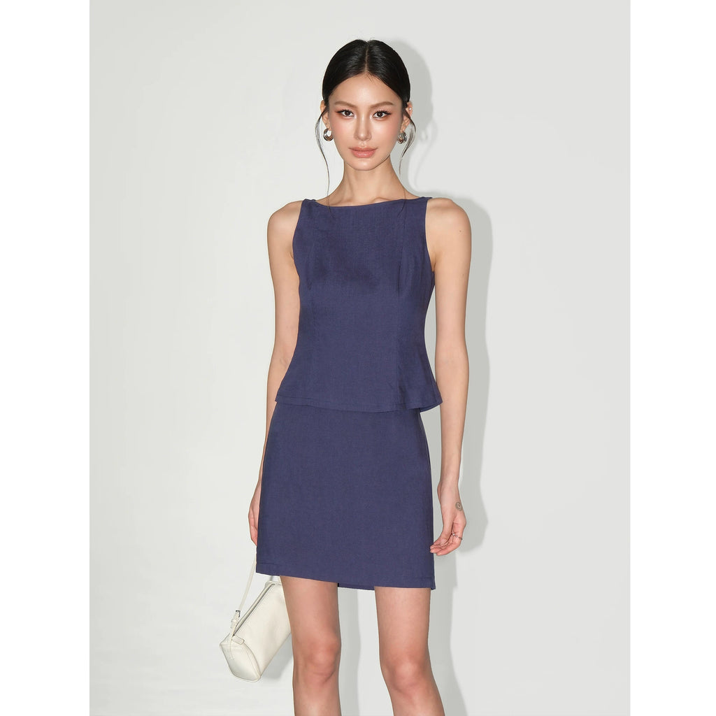 NEVA HU Skinny Sleeveless Vest Skirt Set