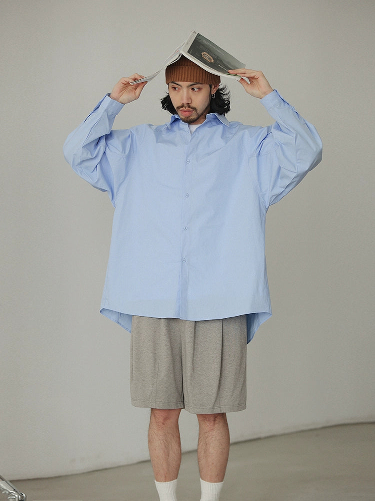 NOEARS Loose Square Neck Shoulder Sleeve Casual Shirt