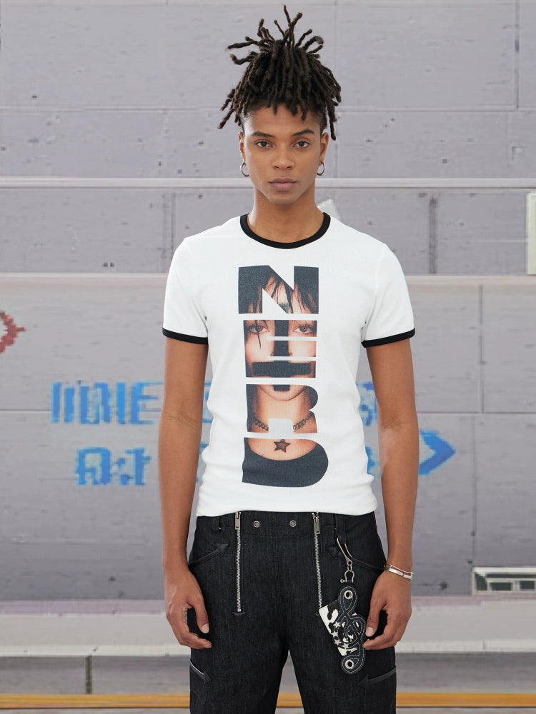 DND4DES Punk Portrait Alphabet Print Slim Tee
