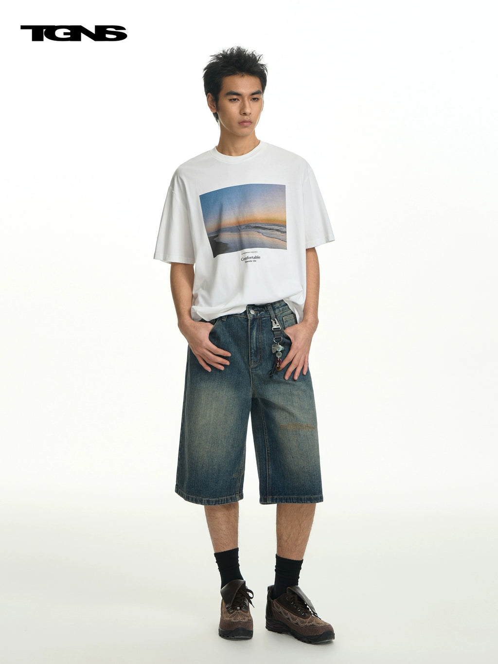 TGNS Landscape Print Loose Casual Tee