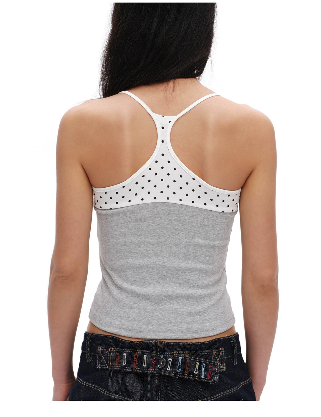 Oinimi Polka Dot Splicing I-shaped Vest