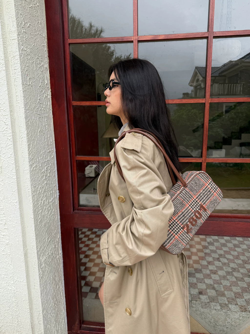 2801Project Plaid Suede Shoulder Bag