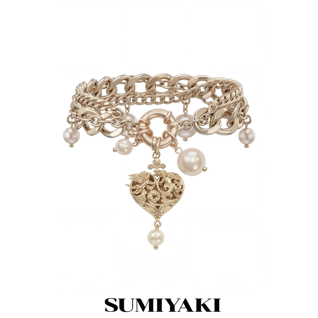 SUMIYAKI Double-sided Relief Love Pearl Bracelet