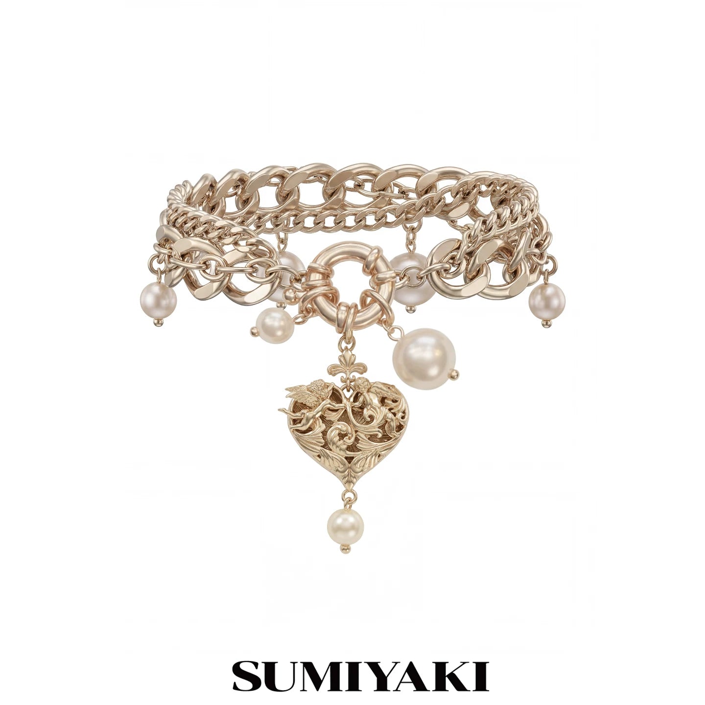 SUMIYAKI Double-sided Relief Love Pearl Bracelet