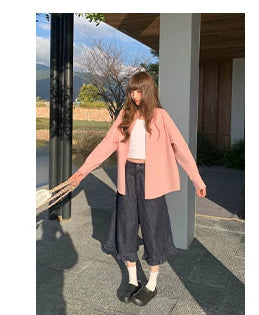 KANO Plaid Bag Long-sleeved Loose Shirt