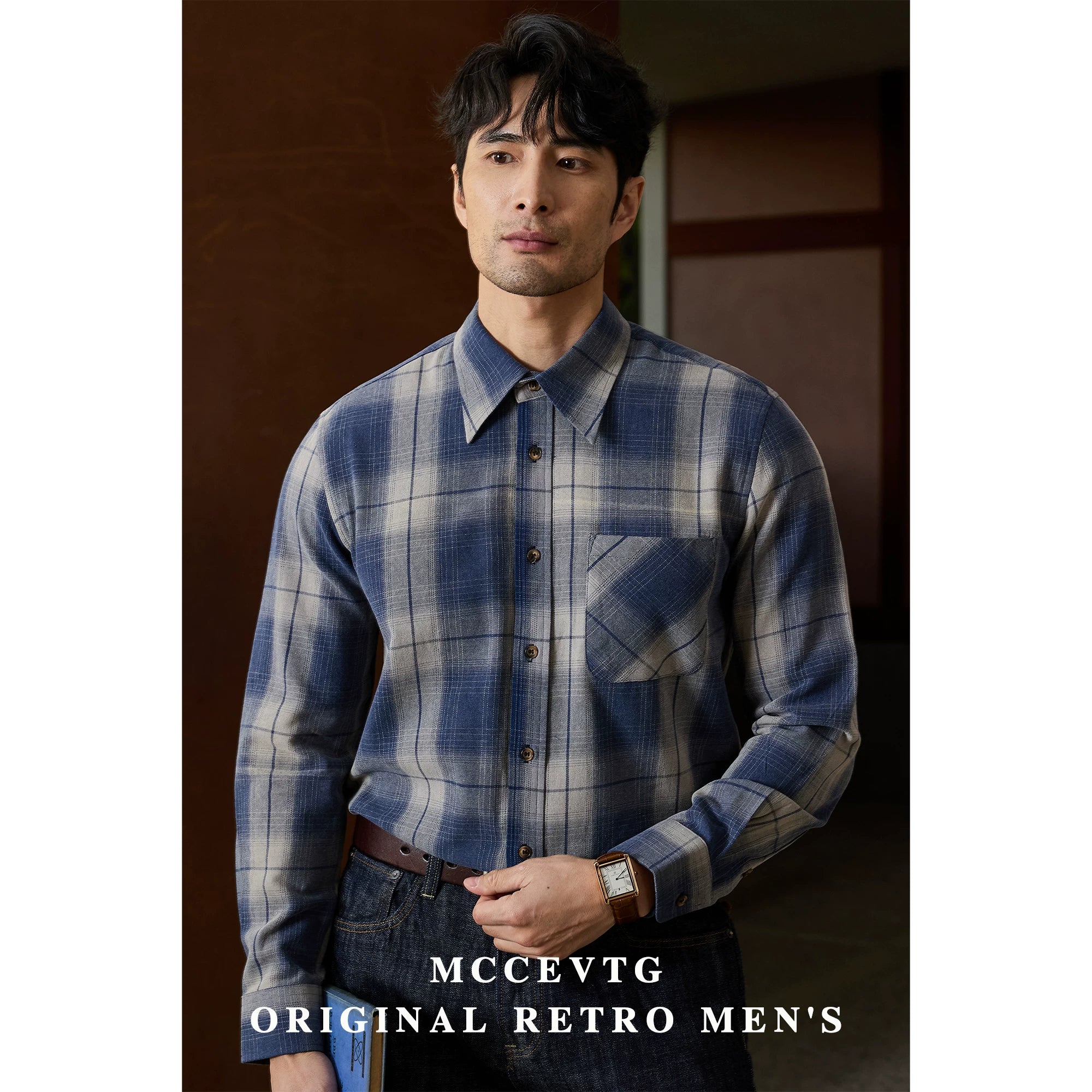 MCCEVTG Vintage Plaid Thickened Shirt