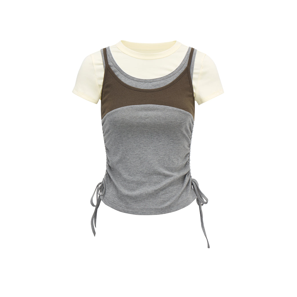 JIKOO Lace Drawstring Waist-cinching Tee