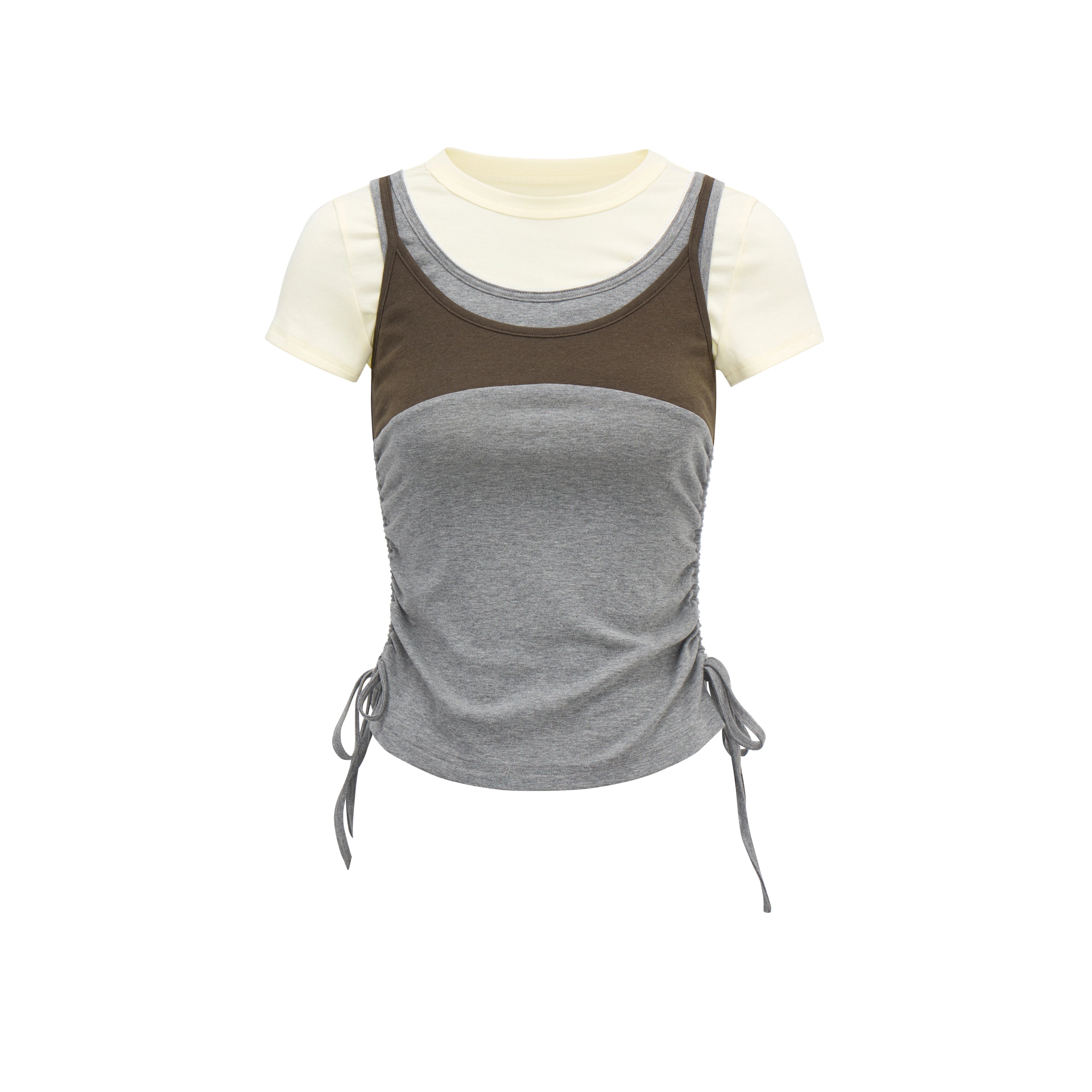 JIKOO Lace Drawstring Waist-cinching Tee