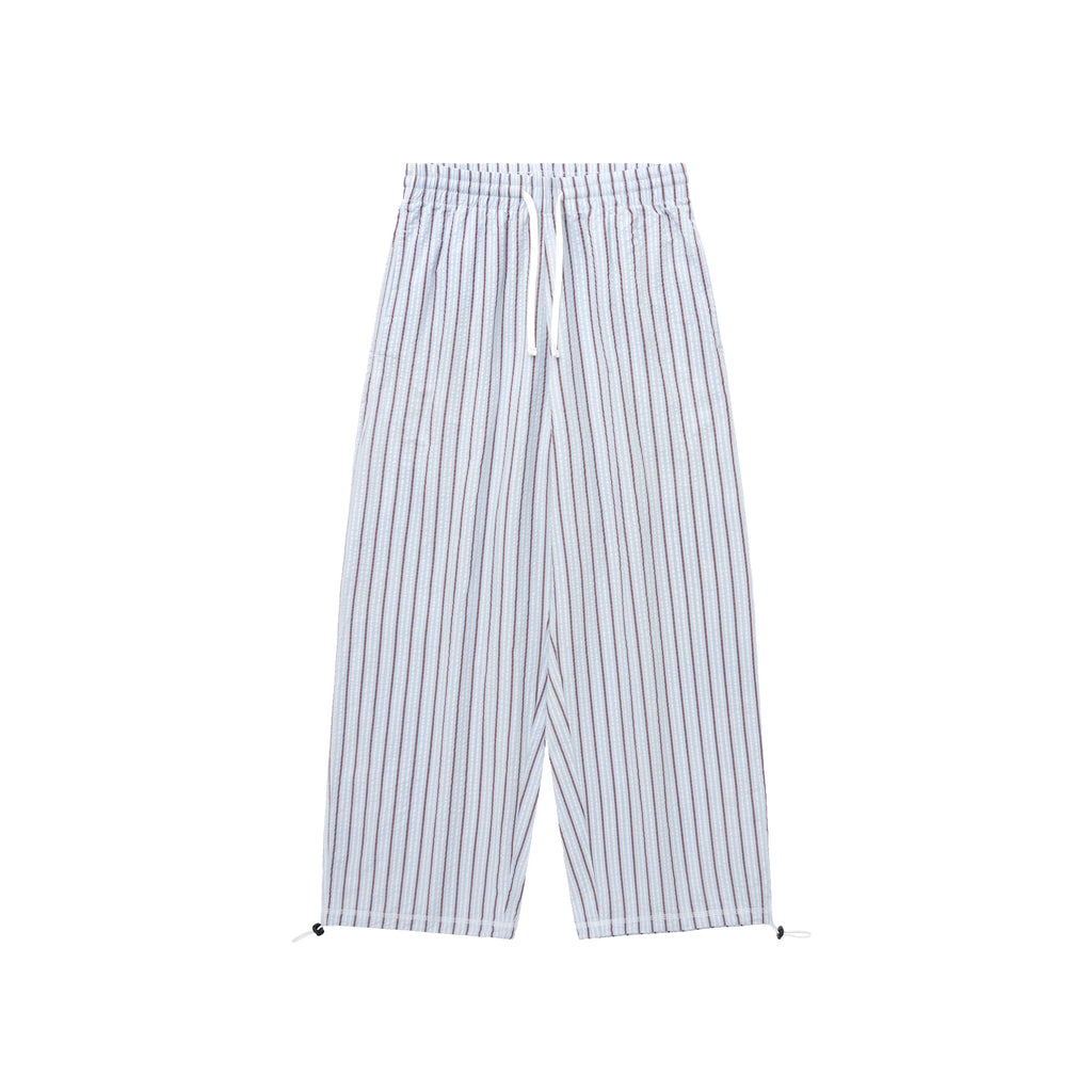 BENT IDEA Embroidered Vertical Striped Loose Casual Drawstring Trousers