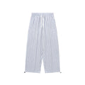 BENT IDEA Embroidered Vertical Striped Loose Casual Drawstring Trousers
