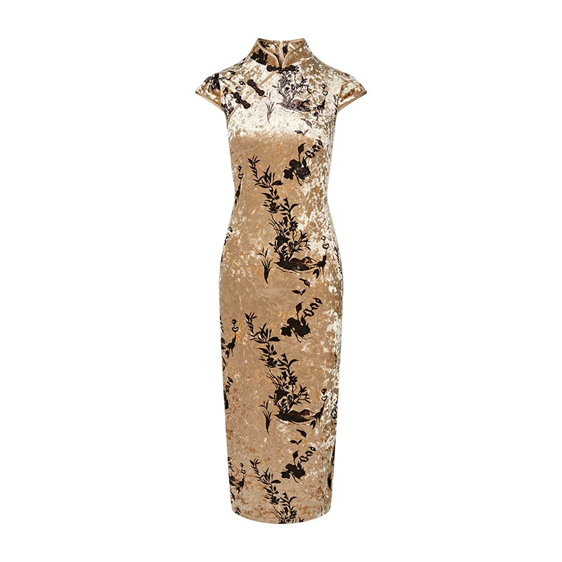 FINDYAWINGS New Chinese Velvet Cheongsam Dress