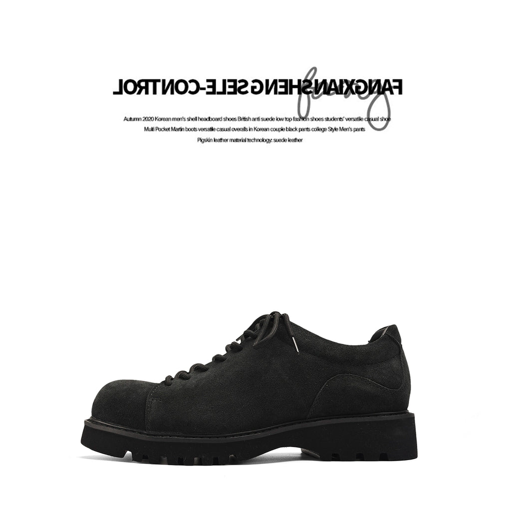 FANGSANHUO Anti-velvet Leather Thick-soled Heightening Low-top Shoes