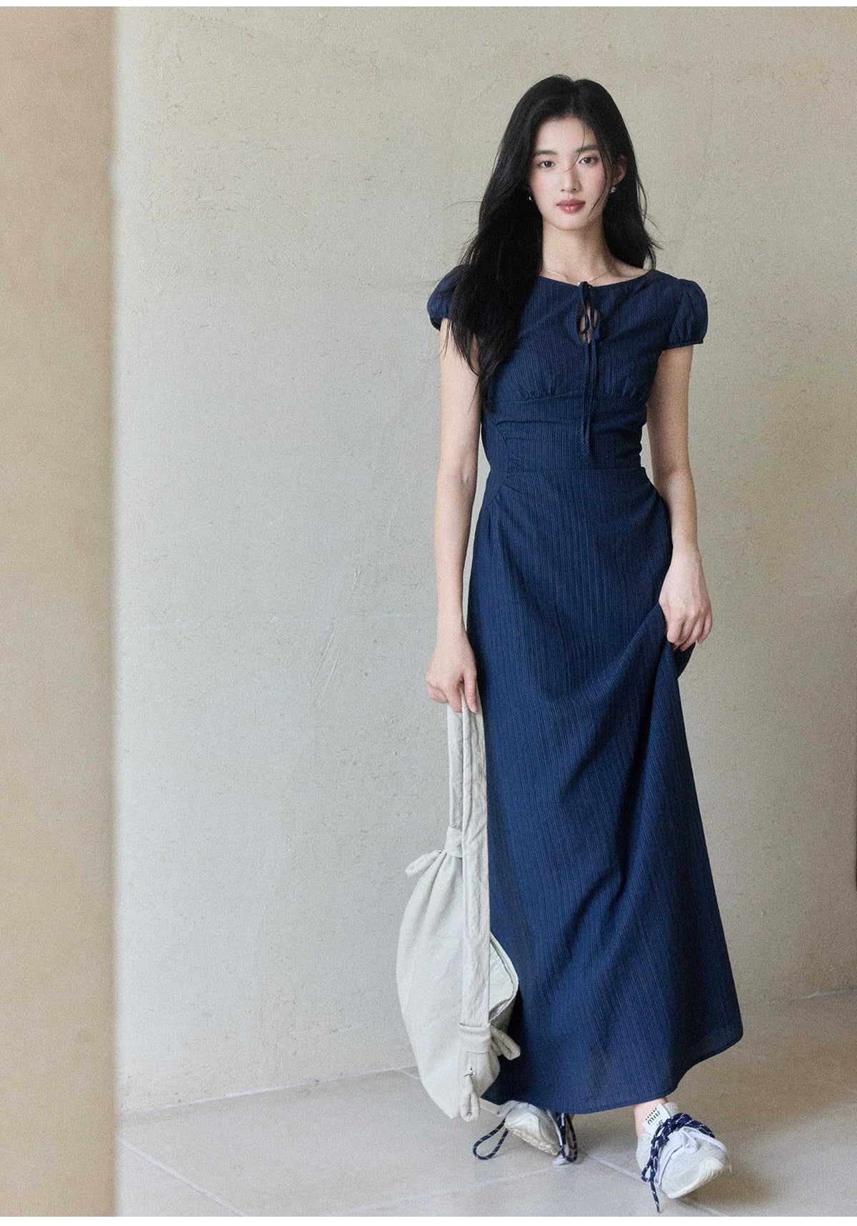 TYANG Temperament Waist Thin Striped Dress