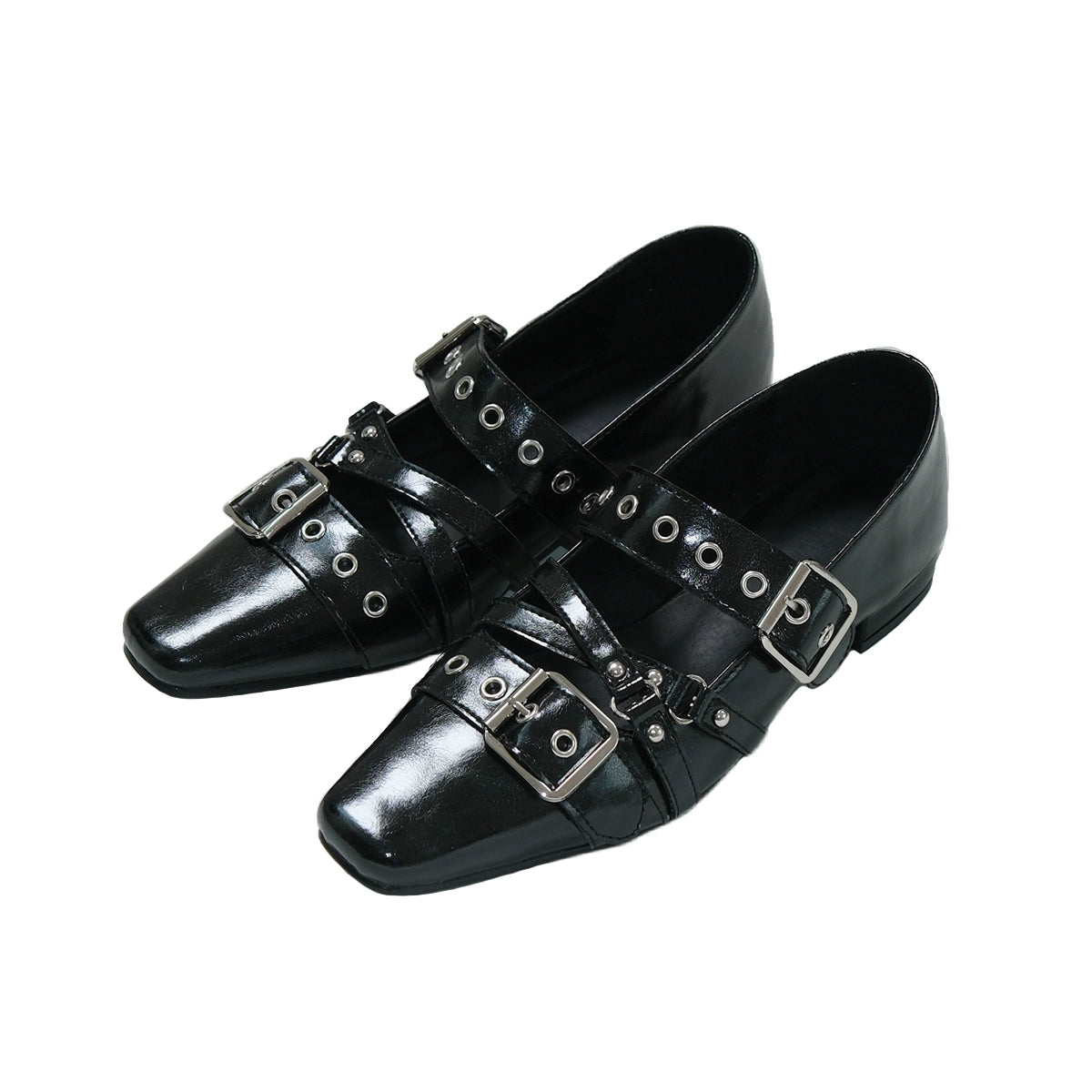 Mooreyu Small Square Head Rivet Ballet Flats