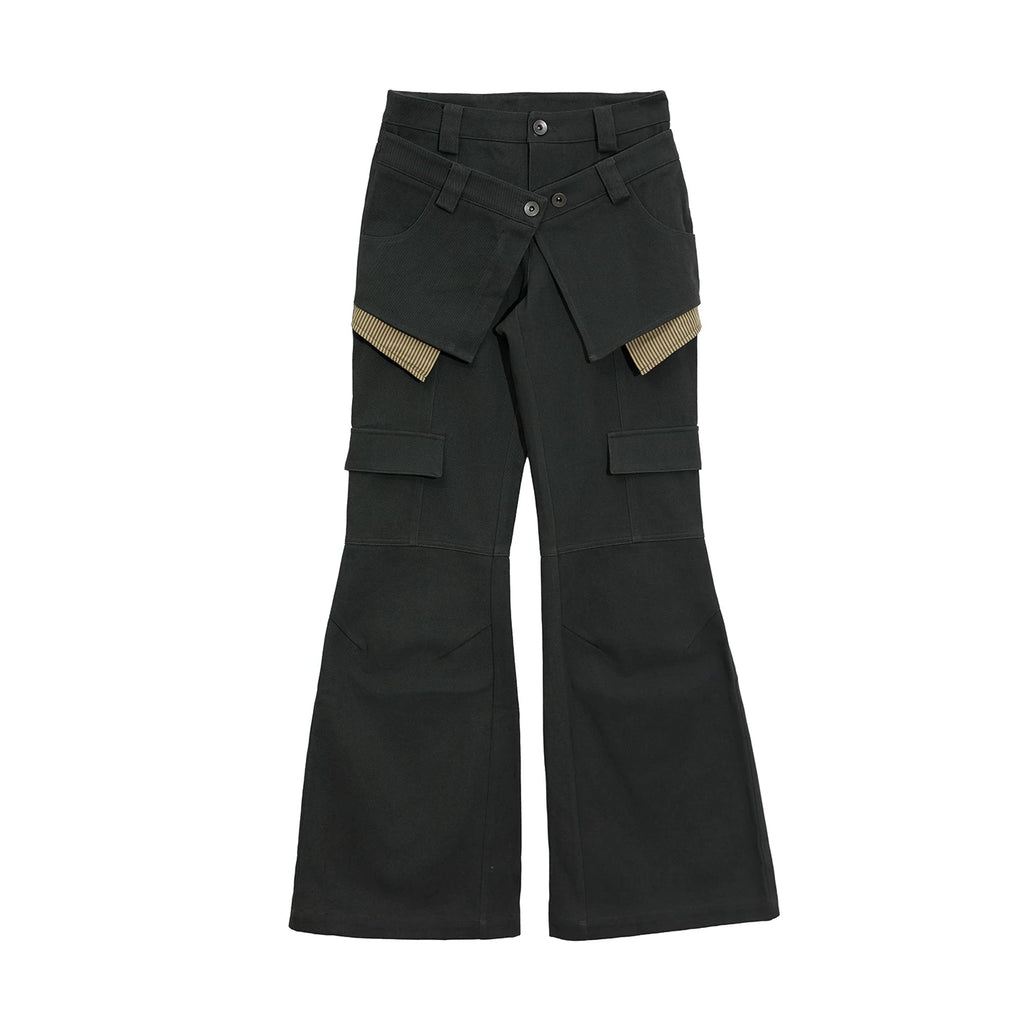 JIKOO Contrasting Splicing Striped Pants