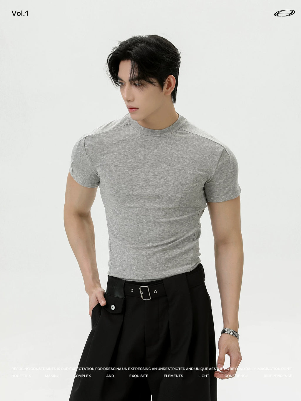 TURNTIDE Front Shoulder Moisture-absorbing and Breathable Slim Tee