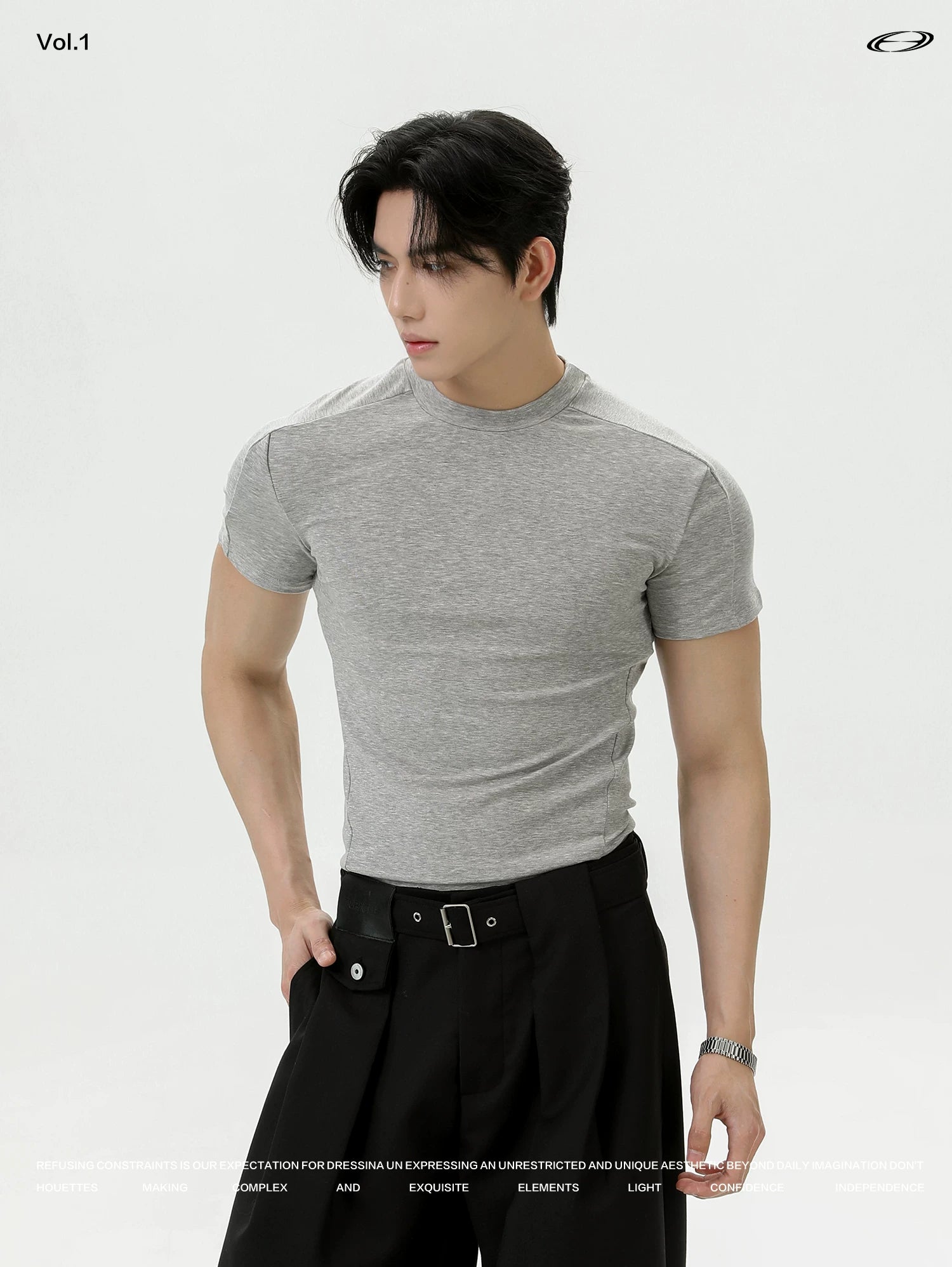 TURNTIDE Front Shoulder Moisture-absorbing and Breathable Slim Tee
