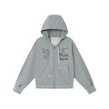 MOMSAYCAN Short Contrasting Print Hooded Jacket