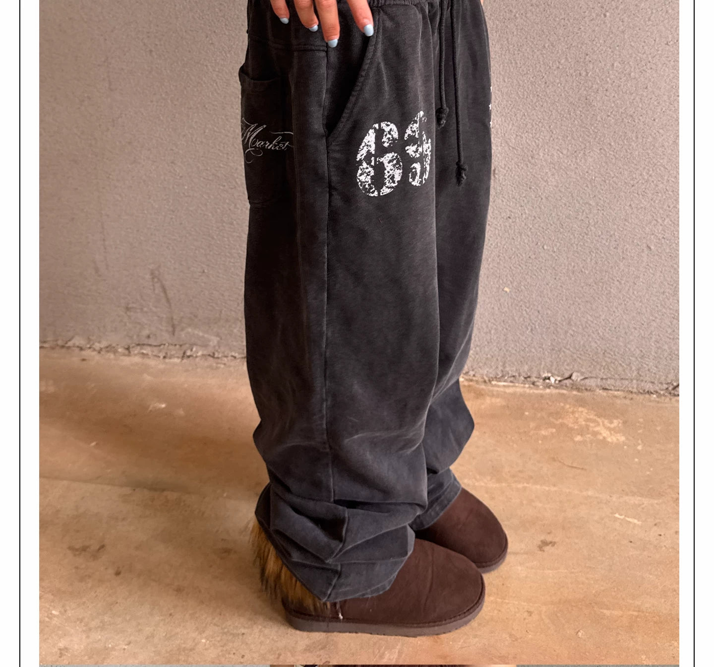 YBSSTREETMARKET Stitched Double Waist Casual Sweatpants