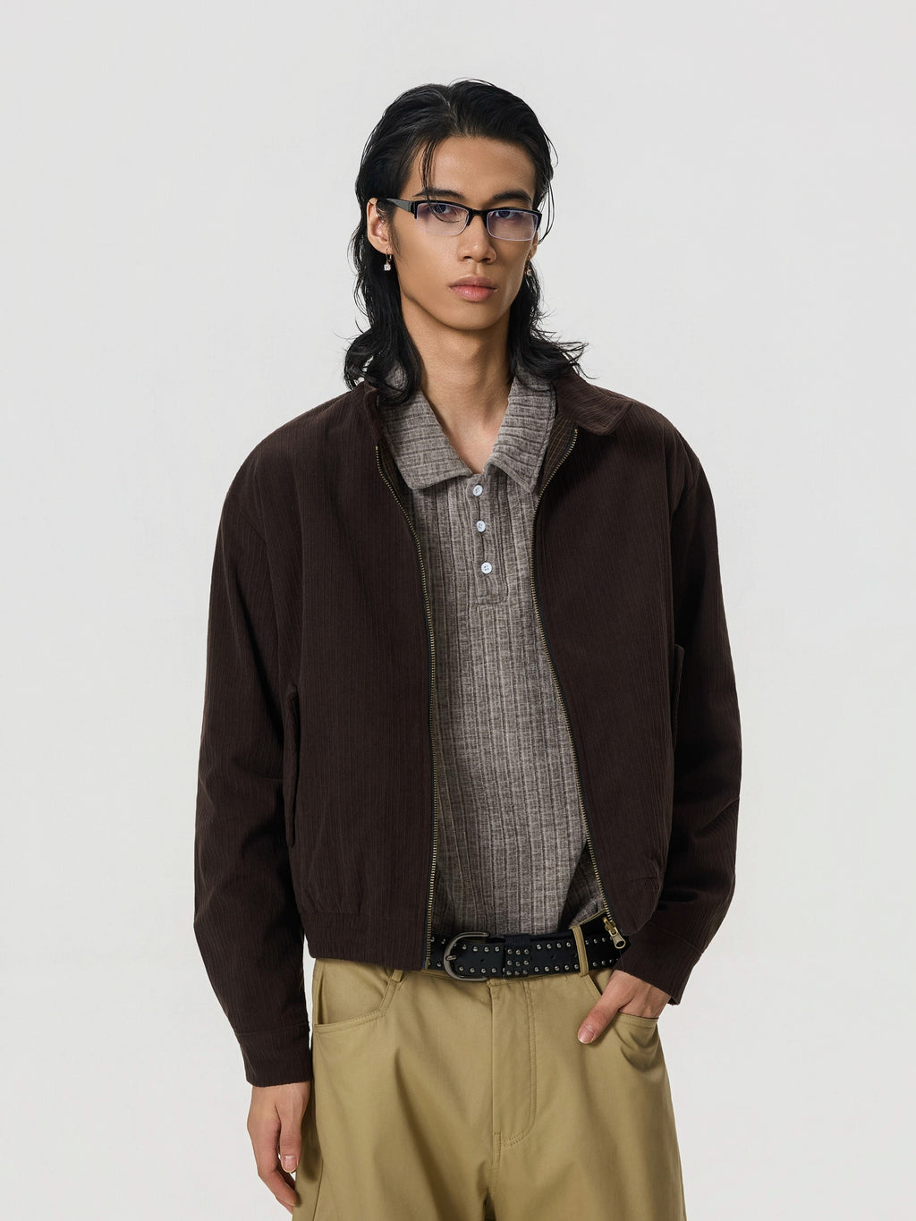 BTSG Corduroy Double Layer Short Wide Jacket