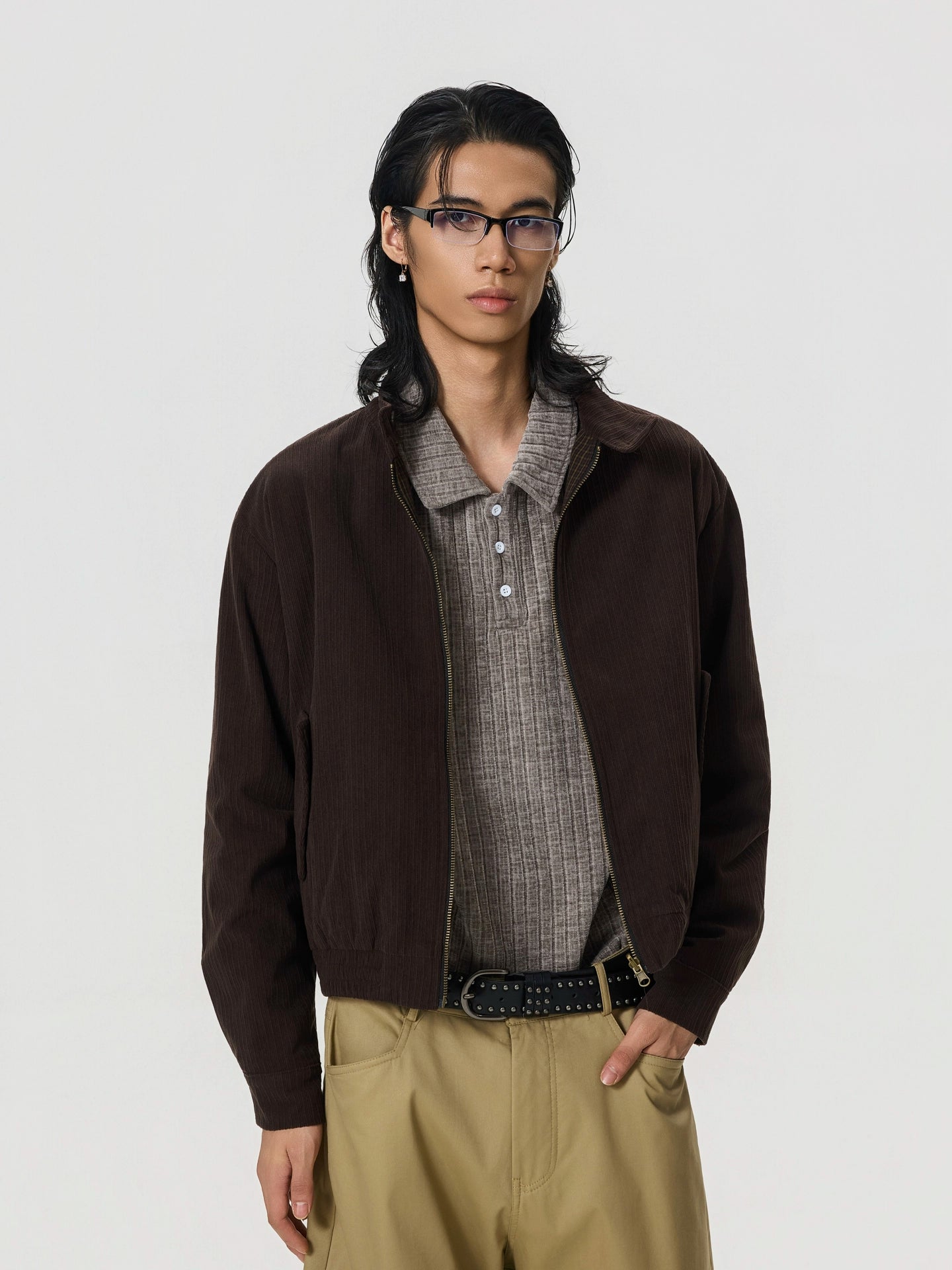 BTSG Corduroy Double Layer Short Wide Jacket