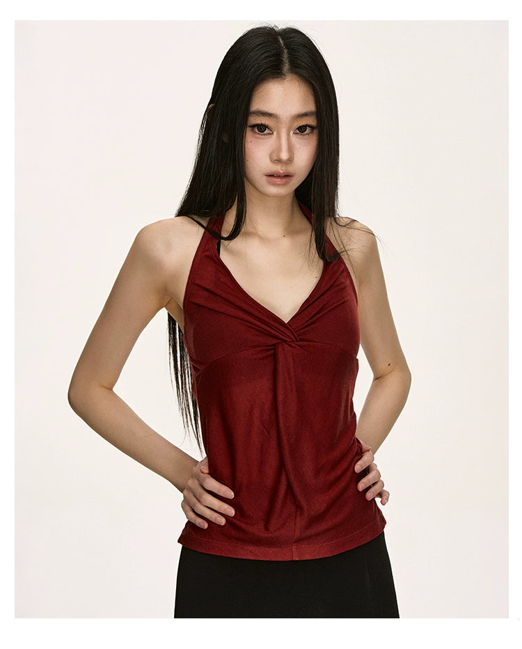 Anna Aneae V-neck Halter Neck Sling Vest