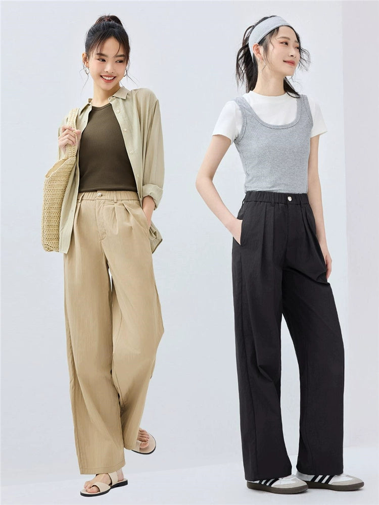 Giordano Pleated High-waisted Loose and Lazy Trousers