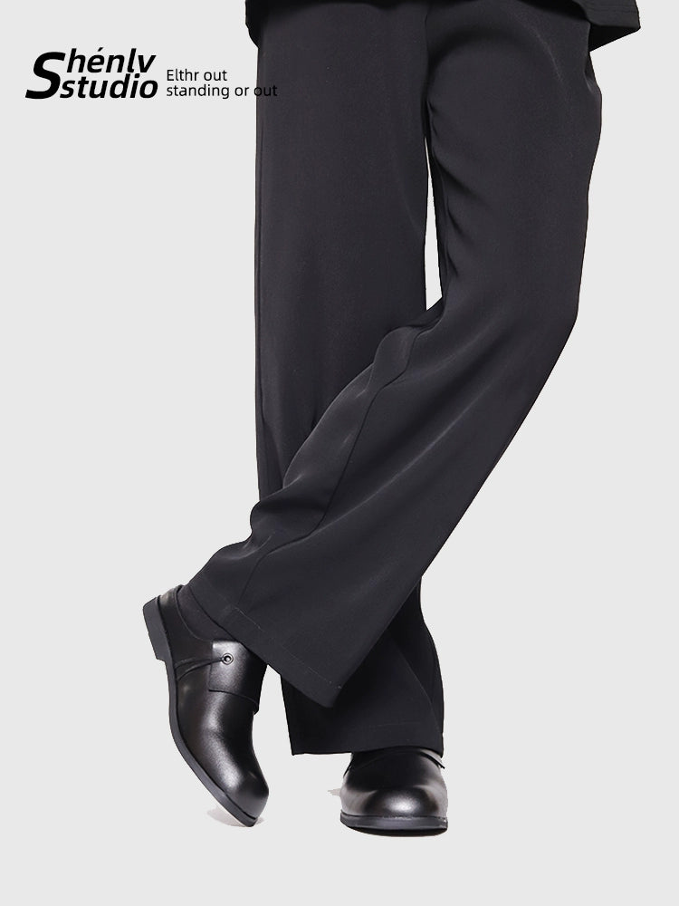 SHENLV STUDIO Laminated Baotou Muller Shoes Casual Square Head Leather Shoes