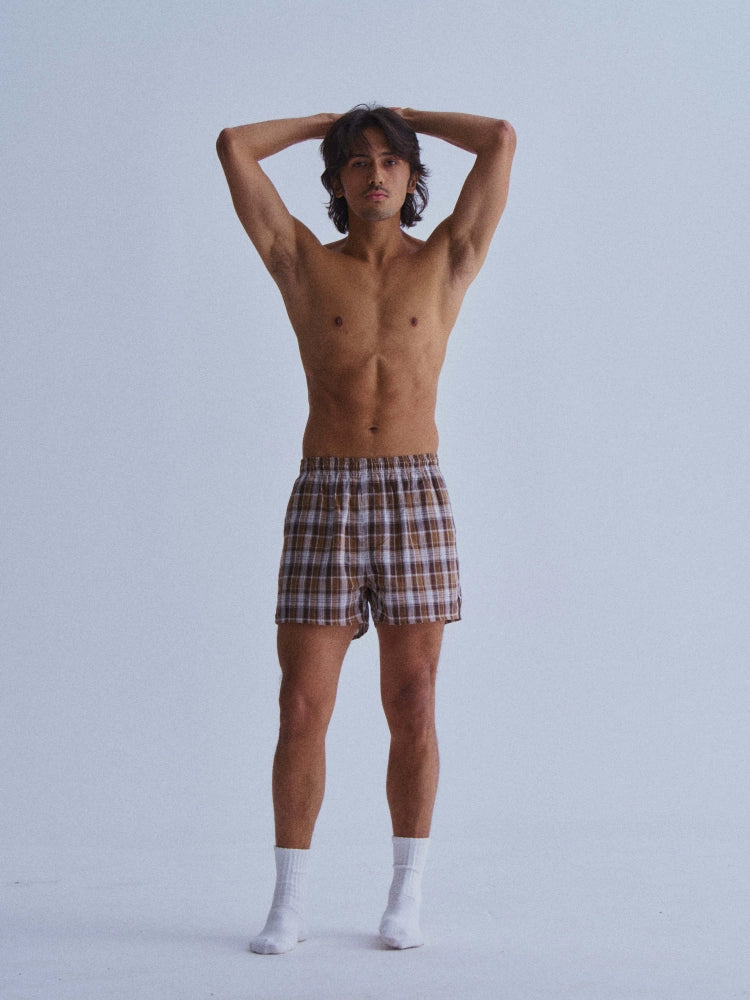 LIBERAFIT Knitted Plaid Cotton Boxer Shorts