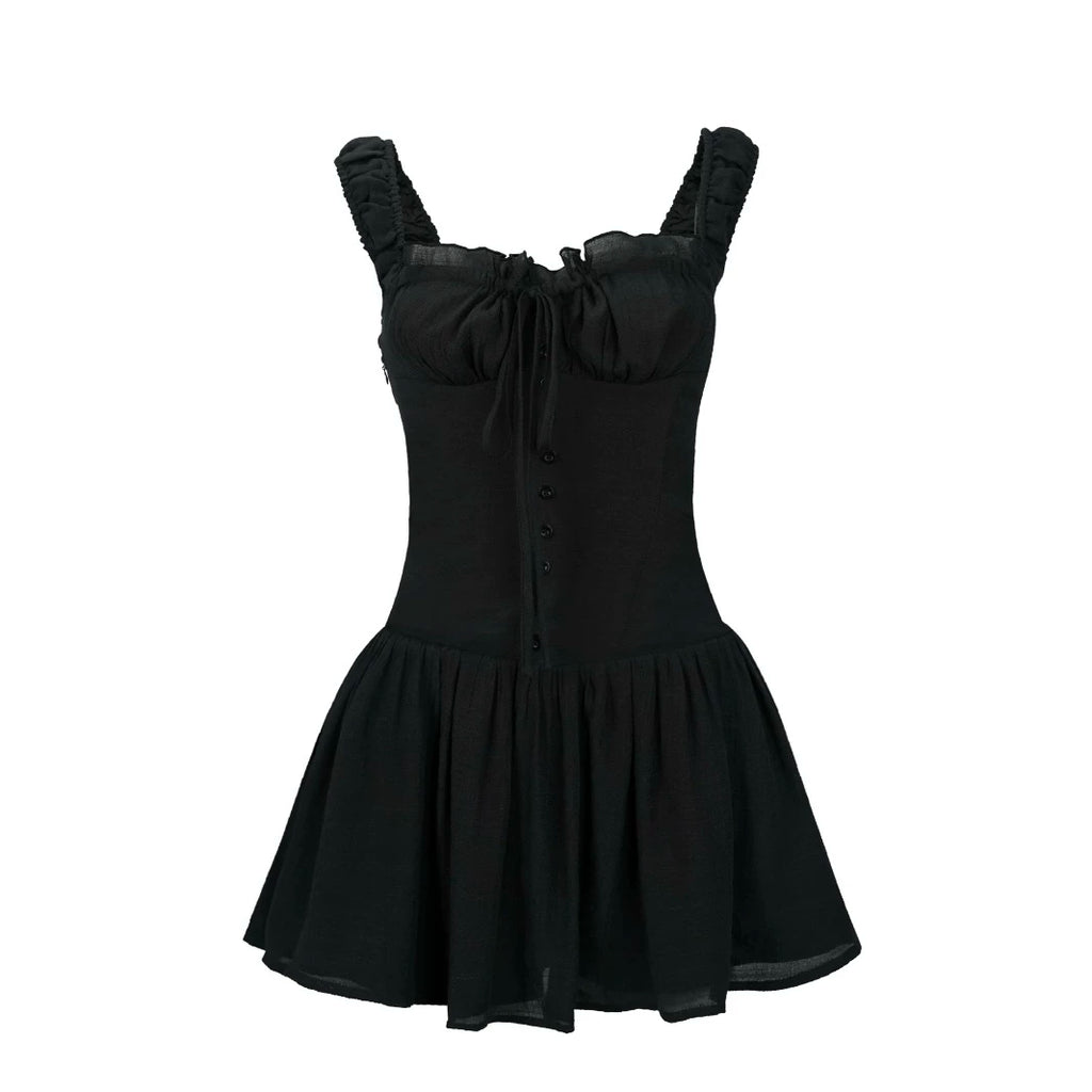 Veryrareme Tencel Square Neck Cinched Waist Sundress