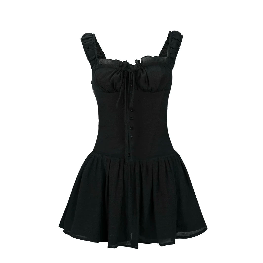 Veryrareme Tencel Square Neck Cinched Waist Sundress