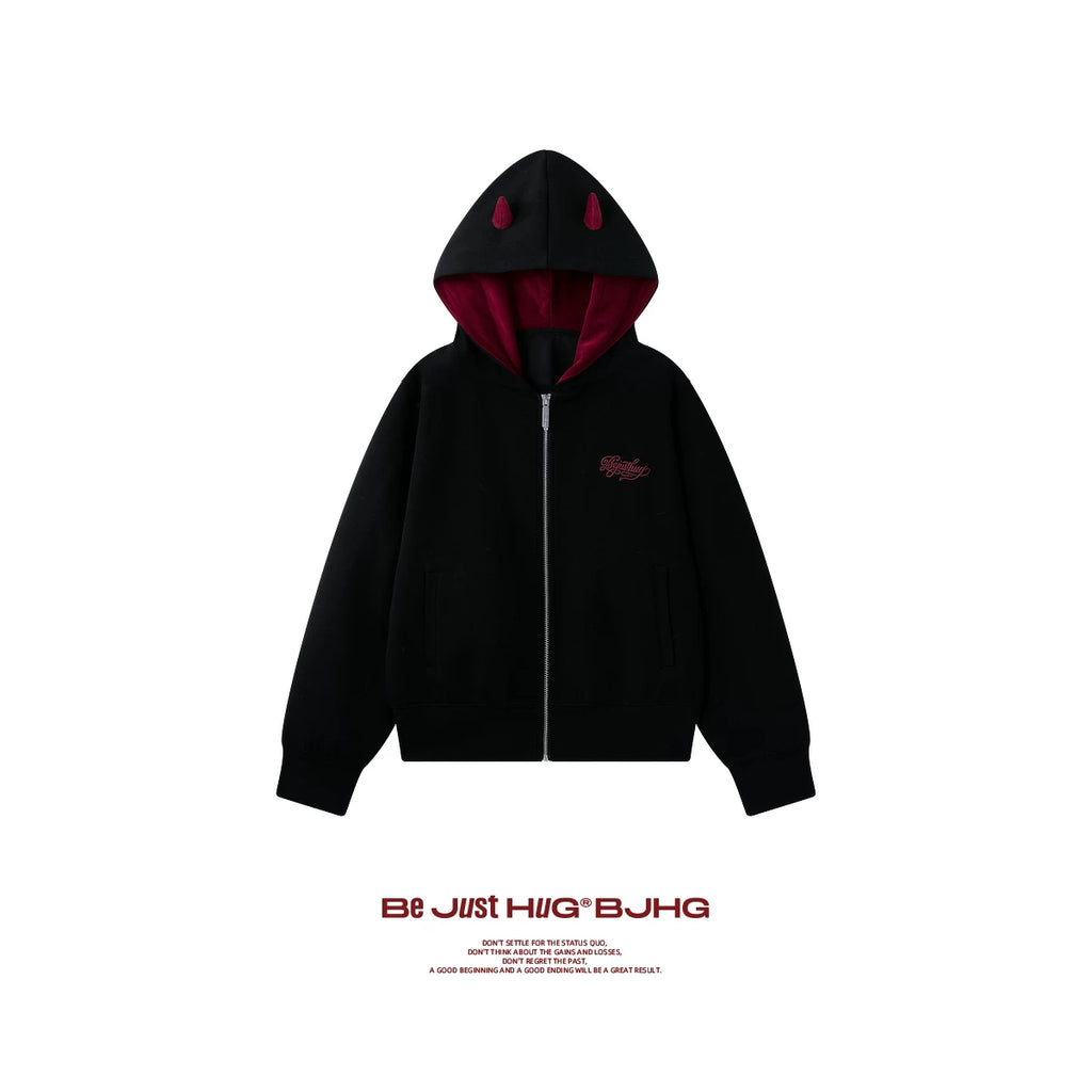 BJHG Little Devil Hooded Cardigan Sweater