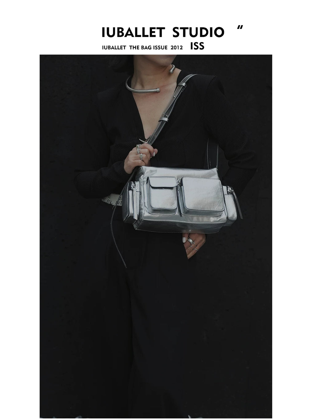 Iuballet Retro First Layer Cowhide Shoulder Armpit Bag